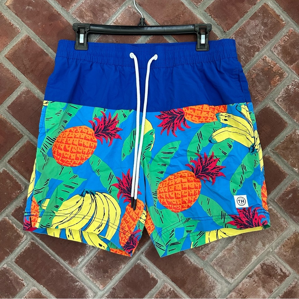 Tommy Hilfiger Swim Trunks Mens Medium‎ Banana Tropic 6.5" Board Shorts Blue